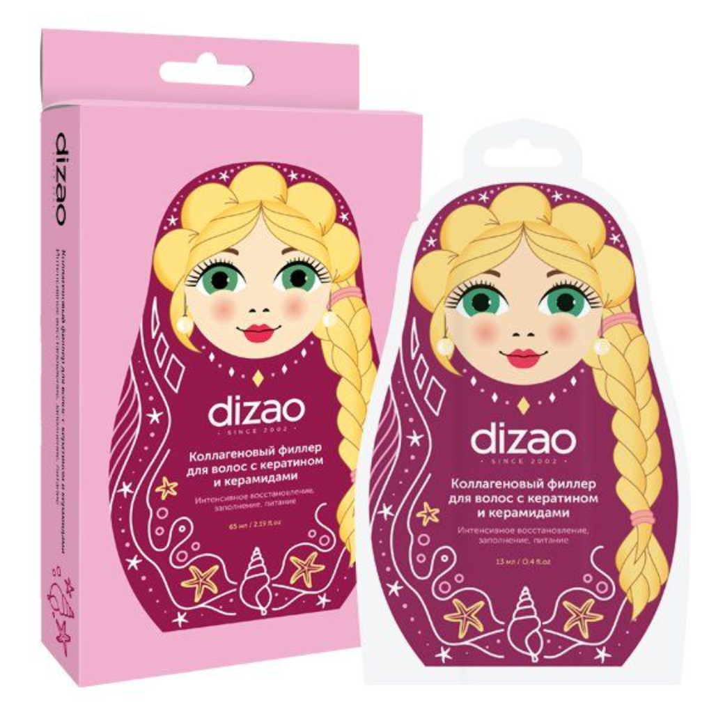 фото упаковки Dizao Филлер коллагеновый для волос с кератином и керамидами