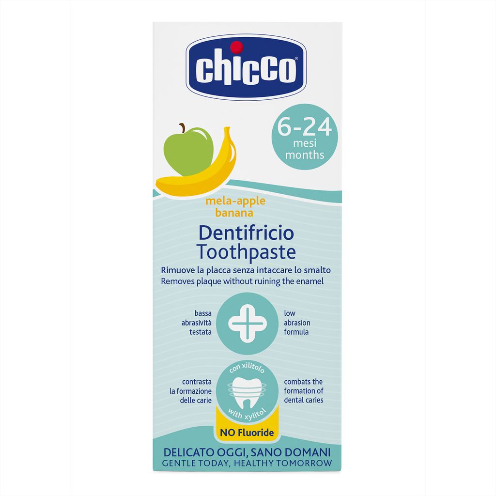 Chicco Паста зубная со вкусом яблока и банана, для детей с 6 месяцев, паста зубная, 50 мл, 1 шт.