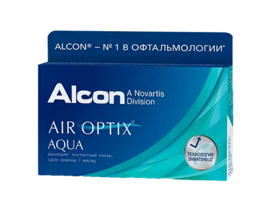 Alcon Air Optix aqua контактные линзы плановой замены, BC=8.6 d=14.2, D(-8.00), 3 шт.