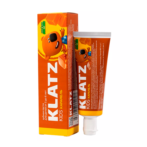 Klatz Kids Зубная паста для детей, без фтора, паста зубная, Мимимишки карамель, 40 мл, 1 шт.
